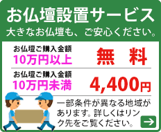 お仏壇設置サービス 大きなお仏壇も、ご安心ください。お仏壇設置サービスが無料でご利用になれます。配達・設置・梱包材の回収まで全てお任せください！