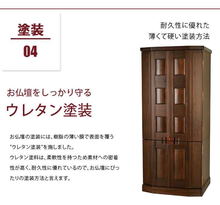 おすすめポイント03 塗装 耐久性に優れた薄くて硬い塗装方法 素材感を活かす セルロースラッカー塗装